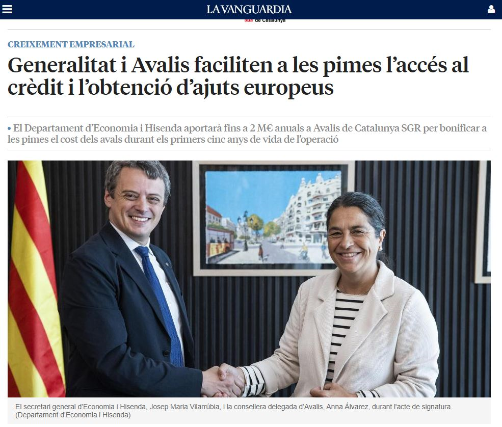 Generalitat i Avalis faciliten a les pimes l'accés al crèdit i l'obtenció d'ajuts europeus